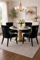 Groundlevel Set Of 2 Studded Velvet Dining Chairs With Ring Knocker - thumbnail 4