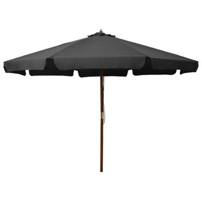 Walplus Garden Parasol With Wooden Pole 330 Cm Anthracite - image 1
