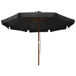 Walplus Garden Parasol With Wooden Pole 330 Cm Anthracite - thumbnail 2