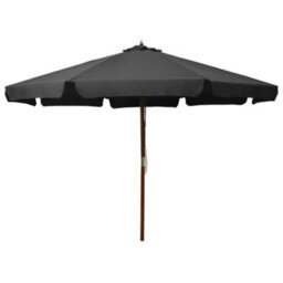 Walplus Garden Parasol With Wooden Pole 330 Cm Anthracite - thumbnail 1