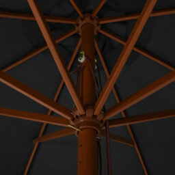 Walplus Garden Parasol With Wooden Pole 330 Cm Anthracite - thumbnail 4