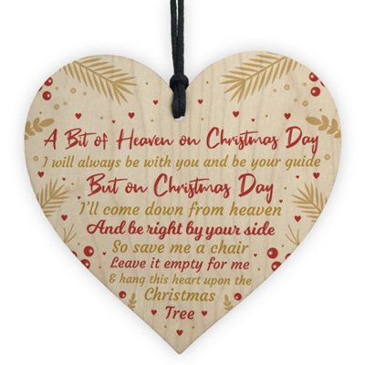 Red Ocean Hanging Wood Heart Mum Dad Nan Memorial Christmas Tree Decoration Bauble Gift - image 1