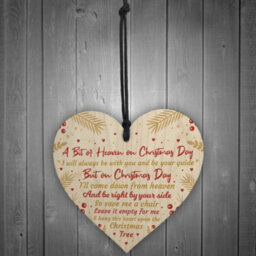 Red Ocean Hanging Wood Heart Mum Dad Nan Memorial Christmas Tree Decoration Bauble Gift - thumbnail 2