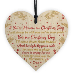 Red Ocean Hanging Wood Heart Mum Dad Nan Memorial Christmas Tree Decoration Bauble Gift - thumbnail 1