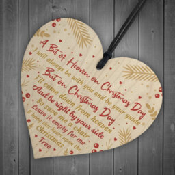 Red Ocean Hanging Wood Heart Mum Dad Nan Memorial Christmas Tree Decoration Bauble Gift - thumbnail 6