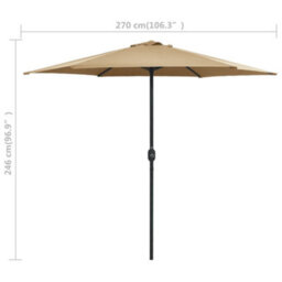 Berkfield Outdoor Parasol With Aluminium Pole 270X246 Cm Taupe - thumbnail 7