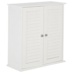 Orsina White Wood 2 Door Wall Cabinet, Decorative Wall Cabinet With Doors & Shelves, Kitchen Wall Storage Unit - thumbnail 3