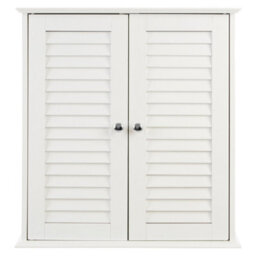 Orsina White Wood 2 Door Wall Cabinet, Decorative Wall Cabinet With Doors & Shelves, Kitchen Wall Storage Unit - thumbnail 6