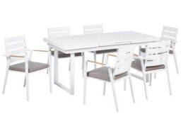 Beliani Garden Dining Set 6 Seater Valcanetto/taviano With Cushions Metal Grey - thumbnail 1