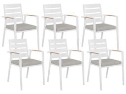Beliani Garden Dining Set 6 Seater Valcanetto/taviano With Cushions Metal Grey - thumbnail 7