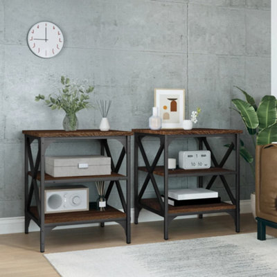 Berkfield Side Tables 2 Pcs Brown Oak 40X42X50 Cm Engineered Wood - image 1