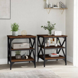 Berkfield Side Tables 2 Pcs Brown Oak 40X42X50 Cm Engineered Wood - thumbnail 3
