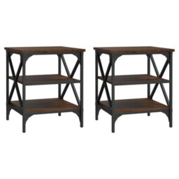 Berkfield Side Tables 2 Pcs Brown Oak 40X42X50 Cm Engineered Wood - thumbnail 2