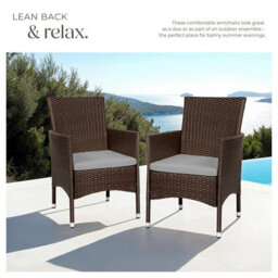 Tectake Garden Chair Nantes Set Of 2 - Weather & Uv-Resistant, 2 Sets Of Cushion Covers - Brown/beige - 2 - thumbnail 7