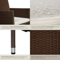 Tectake Garden Chair Nantes Set Of 2 - Weather & Uv-Resistant, 2 Sets Of Cushion Covers - Brown/beige - 2 - thumbnail 5