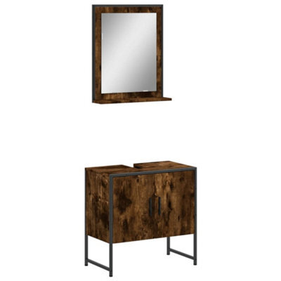 Berkfield Stylish 2 Piece Bathroom Cabinet Set Smoked Oak Engineered Wood