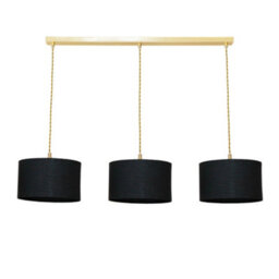 Valuelights Reni Black Fabric Drum Shade 3 Drop Bar Brushed Gold Diner Ceiling Pendant Light - thumbnail 2