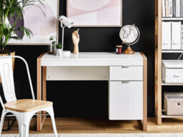 Beliani Home Office Desk Johnson Brown/ White 112 Cm 50 Cm With Storage - thumbnail 2