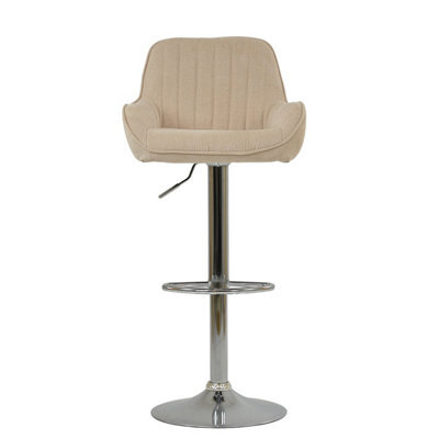 Lakeland Furniture Blair Cream Fabric Chrome Gas Lift Bar Stool - image 1
