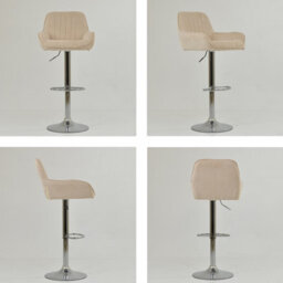 Lakeland Furniture Blair Cream Fabric Chrome Gas Lift Bar Stool - thumbnail 2