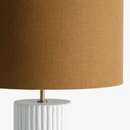 Wyld Haus Verona Ochre Ribbed Ceramic Table Lamp With Linen Shade - thumbnail 3