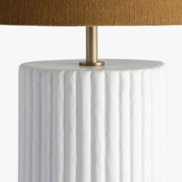 Wyld Haus Verona Ochre Ribbed Ceramic Table Lamp With Linen Shade - thumbnail 4