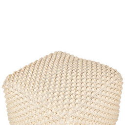 Beliani Hand-Woven Cotton Pouf Ottoman, Light Beige, 50 X 50 X 35 Cm - Bead-Filled, Portable - thumbnail 3