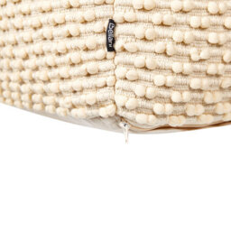 Beliani Hand-Woven Cotton Pouf Ottoman, Light Beige, 50 X 50 X 35 Cm - Bead-Filled, Portable - thumbnail 5