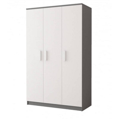 Arte Smyk Ii 19 Grey Carcass White Front Hinged Wardrobe 1200mm H1930mm D500mm With White Handles - Spacious Storage - image 1