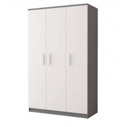 Arte Smyk Ii 19 Grey Carcass White Front Hinged Wardrobe 1200mm H1930mm D500mm With White Handles - Spacious Storage - thumbnail 1