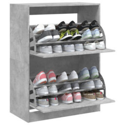 Berkfield Shoe Cabinet With 2 Flip-Drawers Concrete Grey 80X42X108 Cm - thumbnail 4