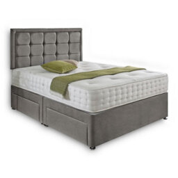 Dining Tables Dallas Matching Headboard Divan Set, 2 Drawer On Same Side With Sprung 1500 Comfort Mattress - Plush Grey - King - thumbnail 4