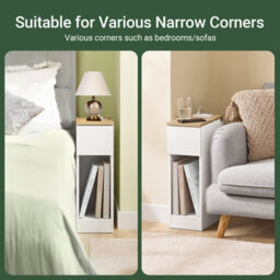 Sobuy Fbt111-E-Nw,slim Bedside Table With Charging Station & Standard Outlet & Usb Port & Type-C Port - thumbnail 4