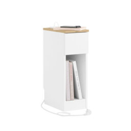 Sobuy Fbt111-E-Nw,slim Bedside Table With Charging Station & Standard Outlet & Usb Port & Type-C Port - thumbnail 1