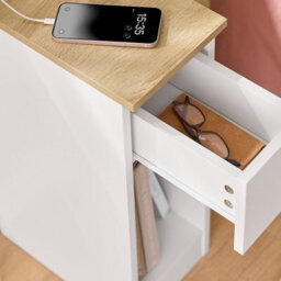Sobuy Fbt111-E-Nw,slim Bedside Table With Charging Station & Standard Outlet & Usb Port & Type-C Port - thumbnail 9