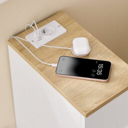 Sobuy Fbt111-E-Nw,slim Bedside Table With Charging Station & Standard Outlet & Usb Port & Type-C Port - thumbnail 8