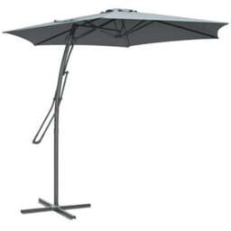 Outsunny 3M Cantilever Parasol With Easy Lever Crank Handle 6 Metal Ribs Grey - thumbnail 2