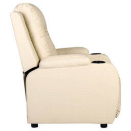 More4Homes Manual Pushback Recliner Chair With Compact Living Room Design And Cup Holders In Cream Bonded Leather - thumbnail 5