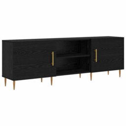 Berkfield Modern Tv Cabinet Black Oak 150 X 30 X 50 Cm Engineered Wood - thumbnail 1