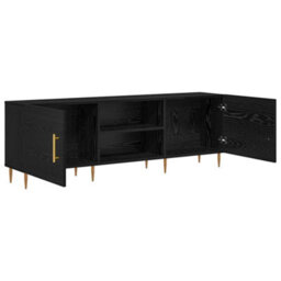 Berkfield Modern Tv Cabinet Black Oak 150 X 30 X 50 Cm Engineered Wood - thumbnail 5