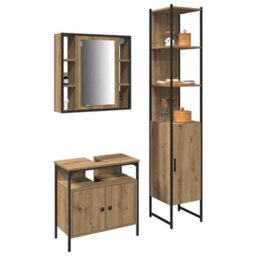 Berkfield Modern 3 Piece Bathroom Furniture Set - Artisan Oak Engineered Wood - thumbnail 3