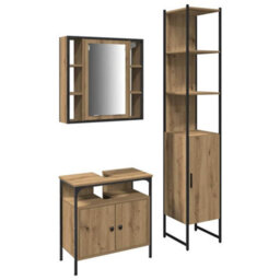 Berkfield Modern 3 Piece Bathroom Furniture Set - Artisan Oak Engineered Wood