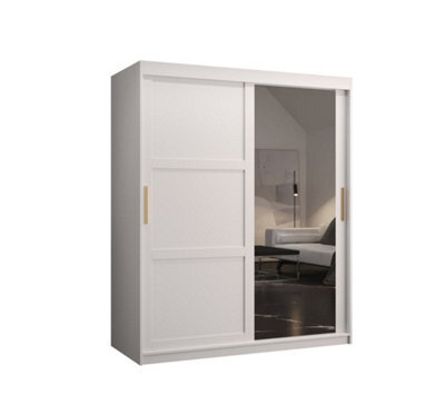 Arte Ramiro Ii Contemporary 2 Sliding Door Wardrobe 5 Shelves 2 Rails White Matt (H)2000mm (W)1500mm (D)620mm - image 1