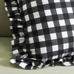 Ohs 2 X Gingham Faux Linen Frill Cushion Covers - thumbnail 2