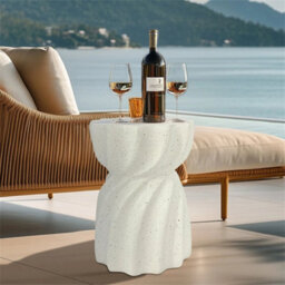 Unique Outdoor Concrete Side Table Garden Stool Round Patio Mgo End Table Accent - thumbnail 4