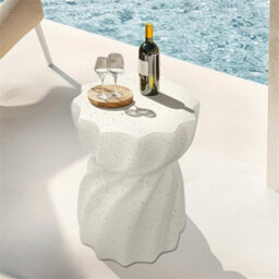 Unique Outdoor Concrete Side Table Garden Stool Round Patio Mgo End Table Accent - thumbnail 5