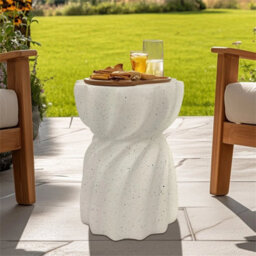 Unique Outdoor Concrete Side Table Garden Stool Round Patio Mgo End Table Accent - thumbnail 6