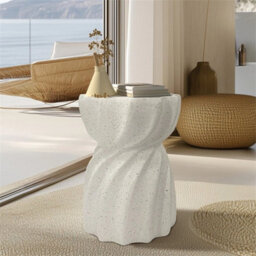 Unique Outdoor Concrete Side Table Garden Stool Round Patio Mgo End Table Accent - thumbnail 3