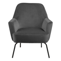 Wyld Haus Kobe Dark Grey Velvet Lounge Chair With Pocket Springs And Matt Black Steel Base - thumbnail 3