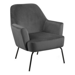 Wyld Haus Kobe Dark Grey Velvet Lounge Chair With Pocket Springs And Matt Black Steel Base - thumbnail 2